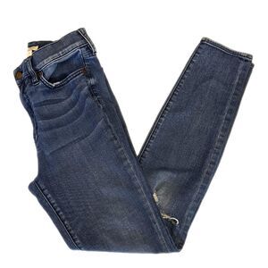J. Crew stretch skinny jeans, medium blue wash, distressed, size 28